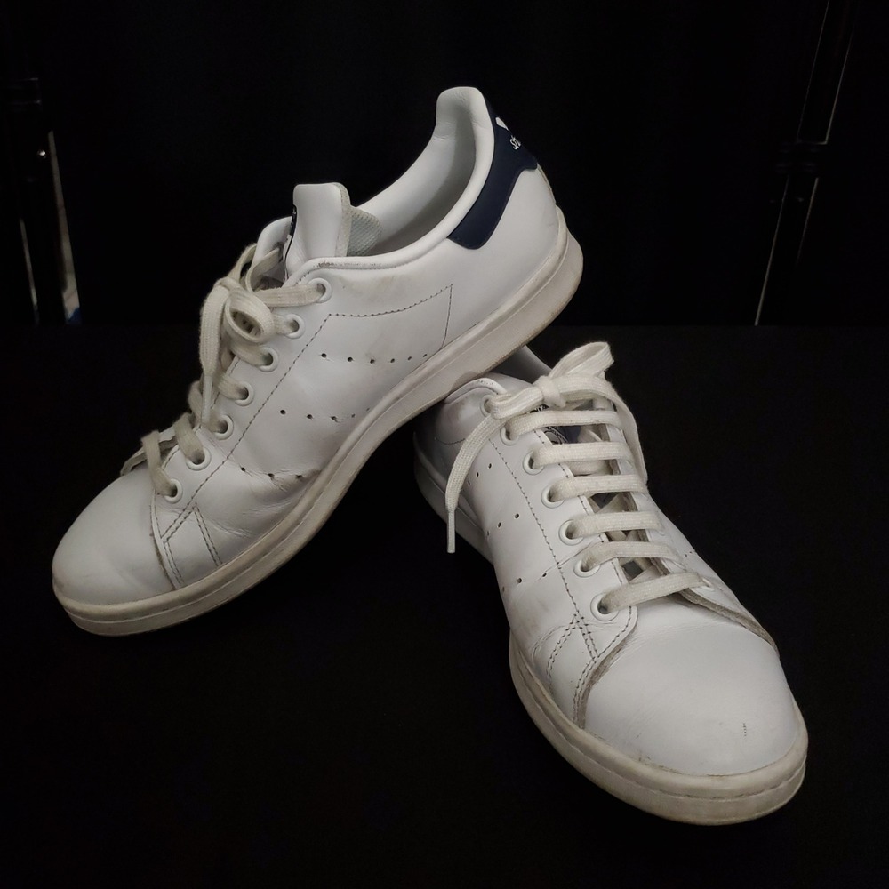 Adidas Stan Smith White Black Leather Sneakers Shoes Men's US 9 Fashion Style
